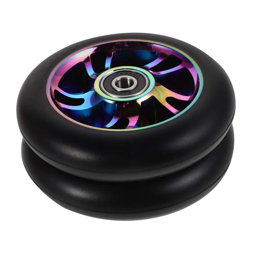 JECOMPRIS 2-Piece LED Light-Up Aluminum Alloy Rear Replacement Wheels for Kick Scooters