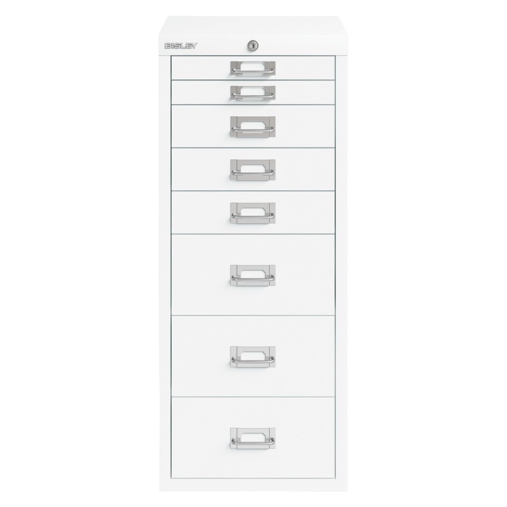 Bisley Multidrawer Lockable Metal Drawer Cabinet, Traffic White