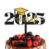 2025 Graduation Cupcake Toppers, Black and Gold view 1