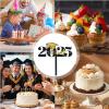 2025 Graduation Cupcake Toppers, Black and Gold view 4