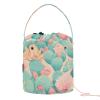 Crochet Yarn Bag, Green Cactus with Pink Flowers view 1