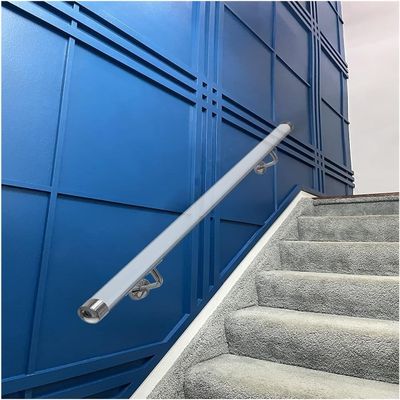Clear Acrylic Wall-Mounted Stair Railing with Stainless Steel Brackets for 5.5 m Staircase