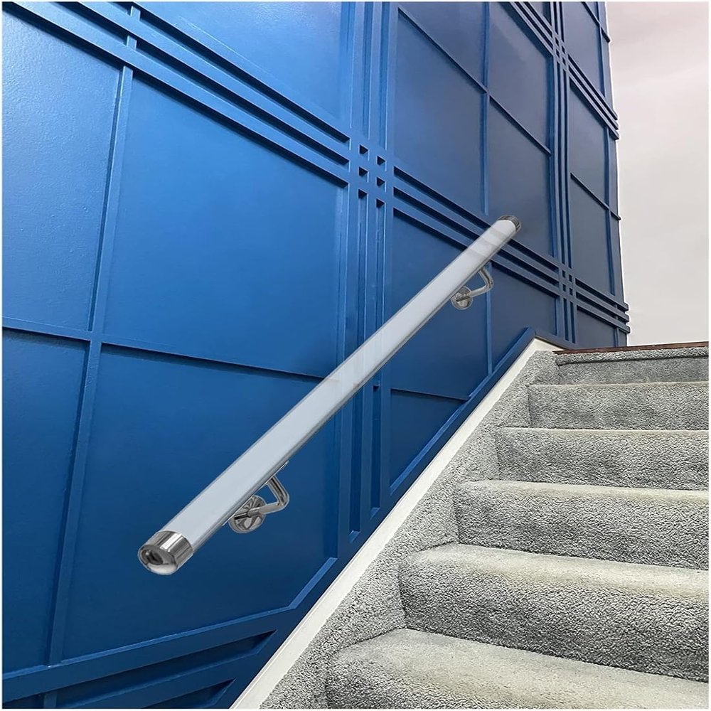 Clear Acrylic Wall-Mounted Stair Railing with Stainless Steel Brackets for 5.5 m Staircase