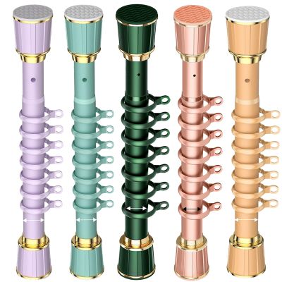 Adjustable Telescopic Curtain Rod for Closet and Shower, No Drilling, 40–500 cm, 33 mm, Dark Green