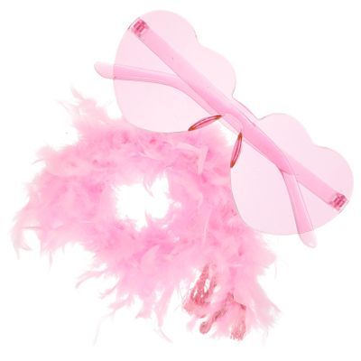 SHERCHPRY Women's Heart-Shaped Glasses with Pink Boa