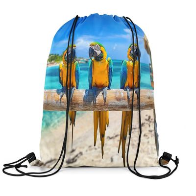 Loussiesd Parrot Wild Birds Drawstring Gym Sack, 33 x 40 cm, Seaside Birds