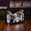 Funwetrike Stirling Engine Model, DIY Metal Boat-Capable V4 4-Cylinder Parallel External Micro Combustion Engine, Physics Science Experiment Kit view 2