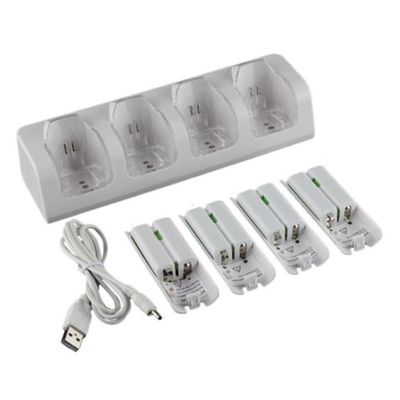 Four-Slot Charging Station, White Plastic