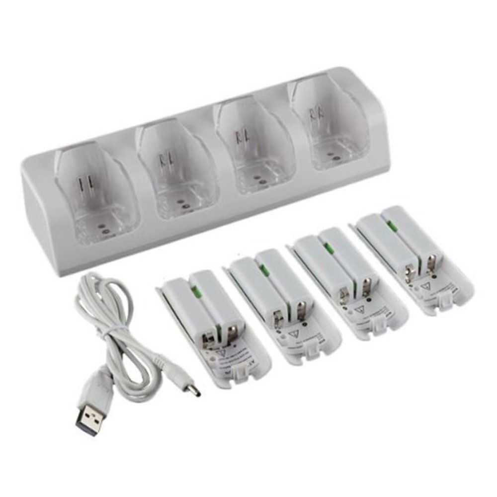 Four-Slot Charging Station, White Plastic