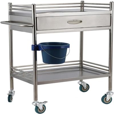 Medical Stainless Steel Utility Cart, 2-Tier, for Labs and Emergencies, 80 × 22.5 × 86 cm