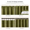 StangH Olive Green Velvet Blackout Curtains, Thermal Insulated, 132 x 234 cm, 2 Panels view 2