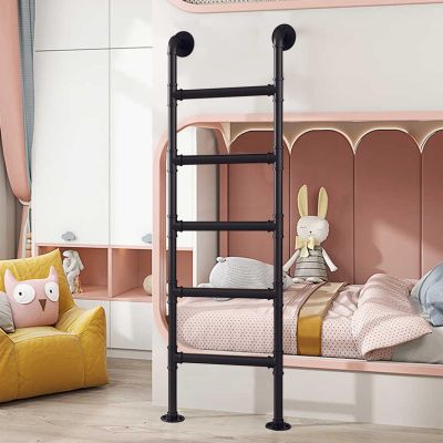 4–8 ft Ladder for Lofts and Homes, Wall-Mounted Bunk Bed Ladder for Dorms, Durable Basement Egress Safety Ladder, Customizable Size, Black