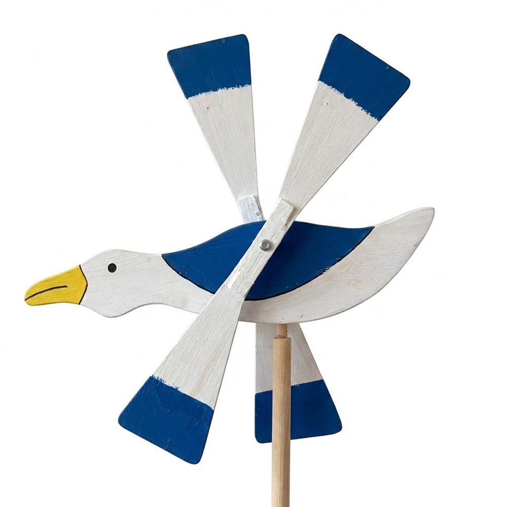 PEEWIT Wooden Seagull Windmill Garden Decor and Pest Repeller