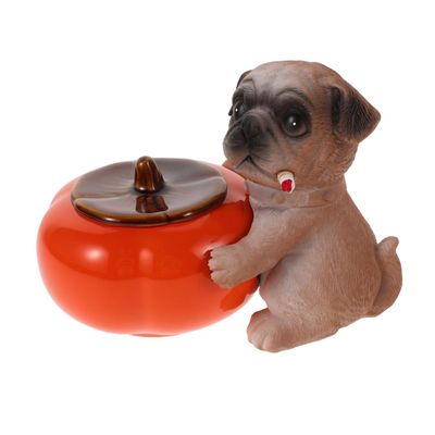 Persimmon-Shaped Ceramic Ashtray with Lid, Small Decorative Object