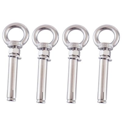 KOINEN M10 Expansion Anchor Bolts with Eye Rings, 4-Pack, 304 Stainless Steel, for Concrete and Brick Walls
