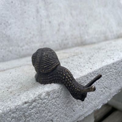 Small Bent Bronze Snail Figure for Edges, 10 cm