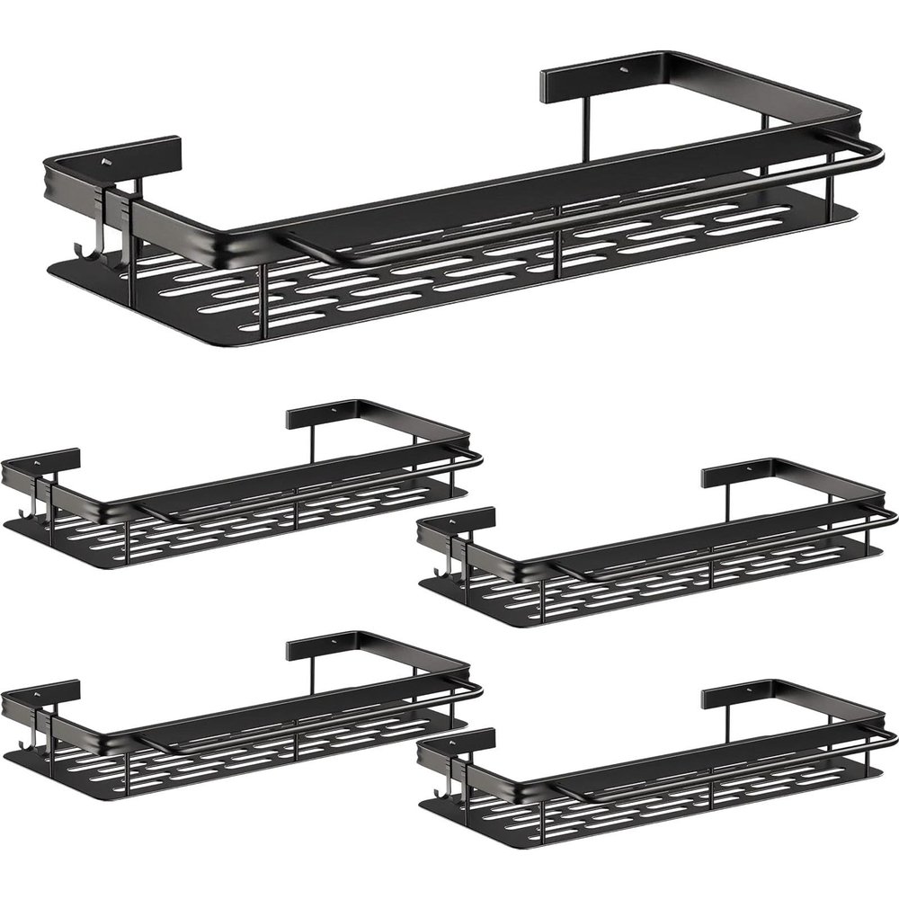 5-Piece No-Drill Shower Caddy and Bathroom Shelf Set