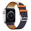 VZEXJIU Genuine Leather Band Compatible with Apple Watch 42mm (Series 3), 44mm, 45mm, 46mm, 49mm, Replacement Band for iWatch Ultra 2/1, Series 10–3 and SE, for Men and Women, White/Dark Blue view 3