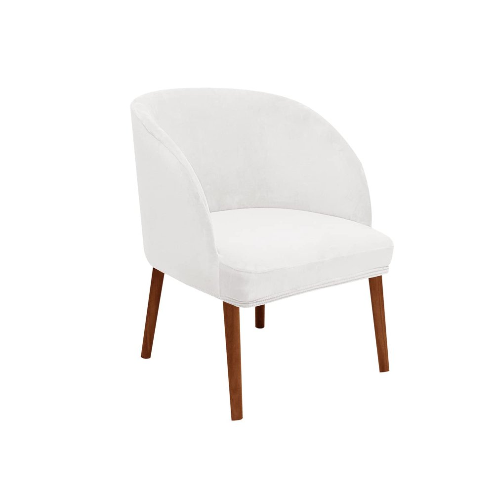 Velvet Chair Covers for Round Dining Chairs with Arms, Nordic Style, Milky White, 4-Pack