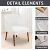 Velvet Chair Covers for Round Dining Chairs with Arms, Nordic Style, Milky White, 4-Pack view 3