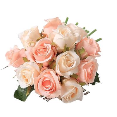 SUNMME Artificial Rose Bouquet, 12 Blooms, Silk-Look Wedding Decor