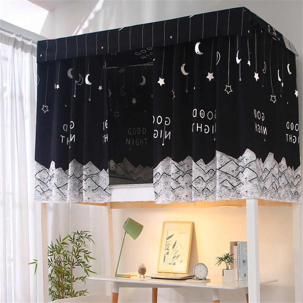 HAJHI Printed Bunk Bed Curtain, Polyester Privacy Blackout Curtain, 2 Curtains + Top, 1.15 m, Mountain A