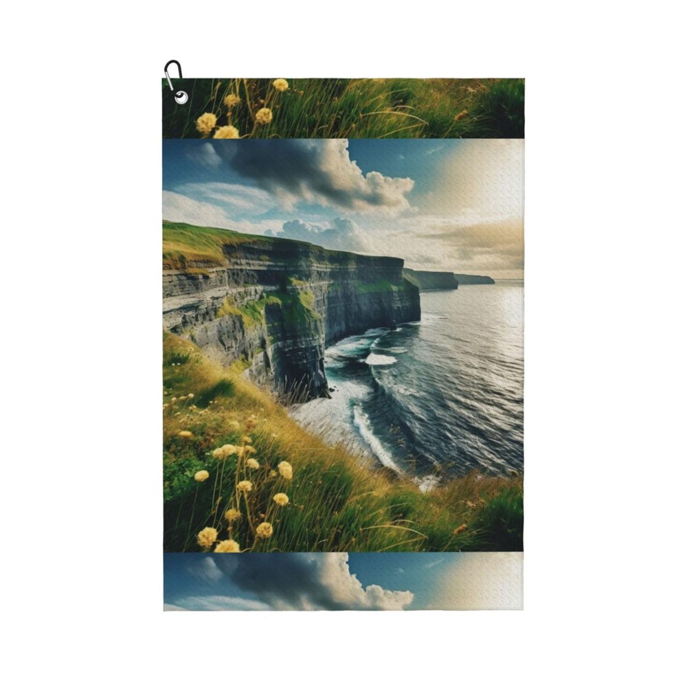JIUTY Ireland Outdoors County Clare The Cliffs Premium Golf Towel, 16 x 24 in, for Sports, Golf Bags and Club Cleaning