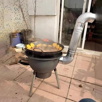 Portable Carbon Steel Potbelly Rocket Stove, Multifunctional Camping Tent Stove with Simple Smoke Control for Outdoor Cooking, N (Size: 52 x 48 cm)