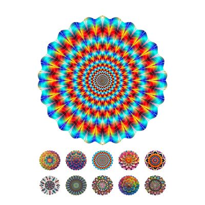 ENEN Outdoor Hanging Metal Wind Spinner, Colorful Mandala (Blue)