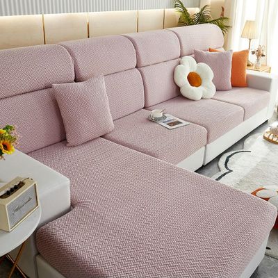 OMEVU 1-Piece Jacquard Sofa Slipcover, Twill Pattern, Elastic Furniture Protector