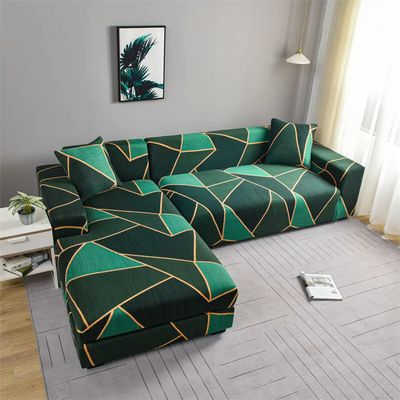 OMEVU Geometric Sofa Covers for Living Room, Stretch Sectional Couch Cover, L-Shaped Chaise Lounge Protector, Chair Cover, 1/2/3/4-Seater