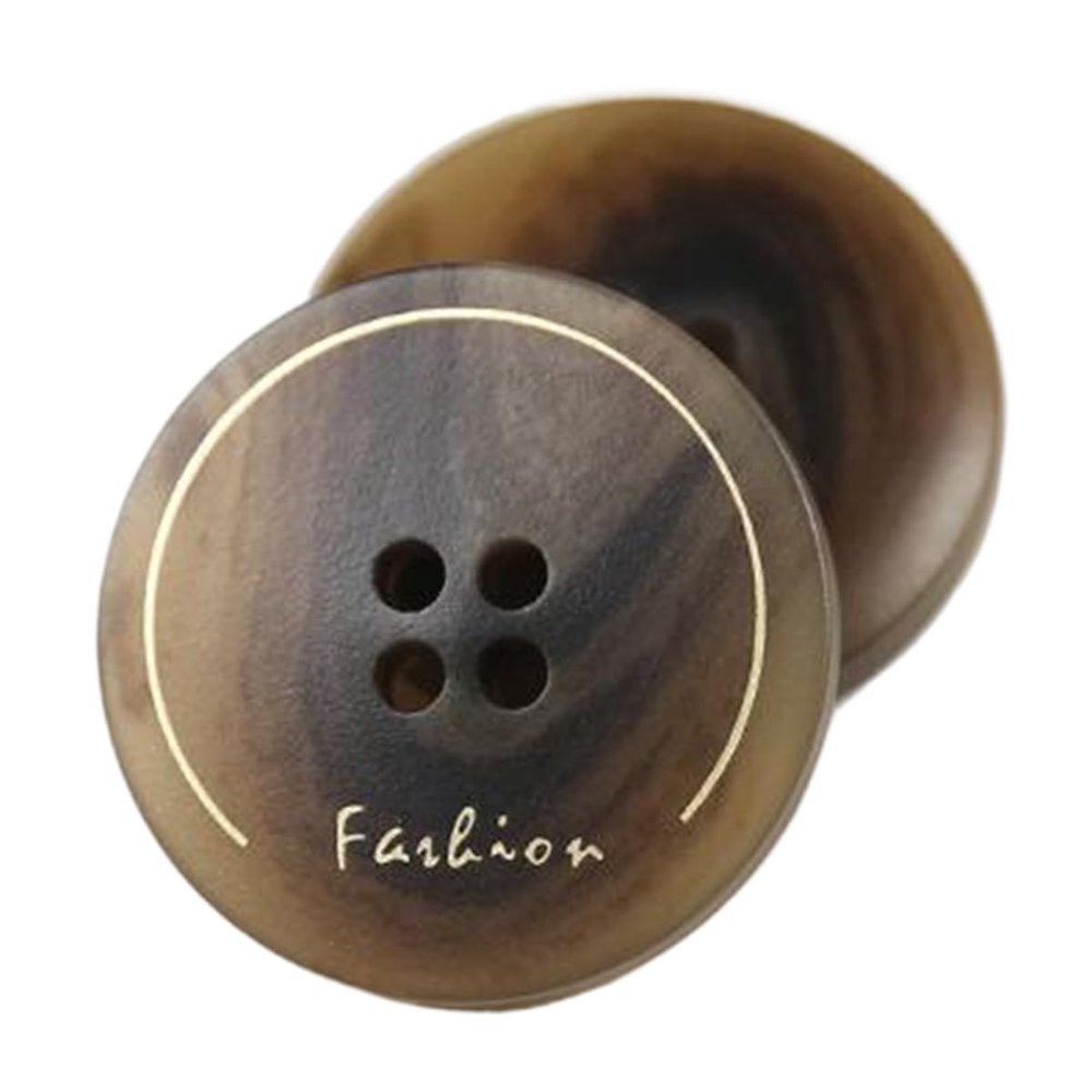 Four-Hole Resin Coat Buttons with Embossed Letter, Color 11, 18 mm, 10-Pack