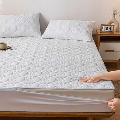 TYYUETY Wraparound Mattress Cover with Removable Zipper, Moisture-Resistant Protector for Innerspring Mattresses, White, 150 x 200 + 30 cm