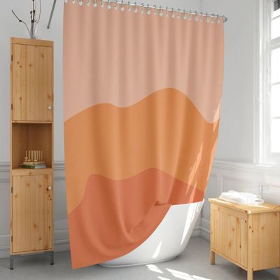 IXEHOH Burnt Orange Abstract Art Shower Curtain, Modern Washable Standard/Extra-Long, 63 x 63 in