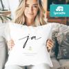 SpecialMe Personalized Wedding Cushion Cover with Names and Date, “Ja” Design, White, Standard view 2