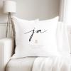 SpecialMe Personalized Wedding Cushion Cover with Names and Date, “Ja” Design, White, Standard view 3