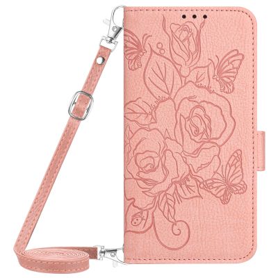 BLOTECH Rose & Butterfly PU Leather Wallet Case for Motorola Moto G 5G (2022), Rose Gold