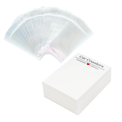 Mirweon Sublimation Car Coaster Display Cards with Storage Bags, 100 pcs