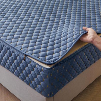 TYYUETY Zippered Mattress Cover, Solid Blue, Extra-Soft, 180 x 200 + 25 cm