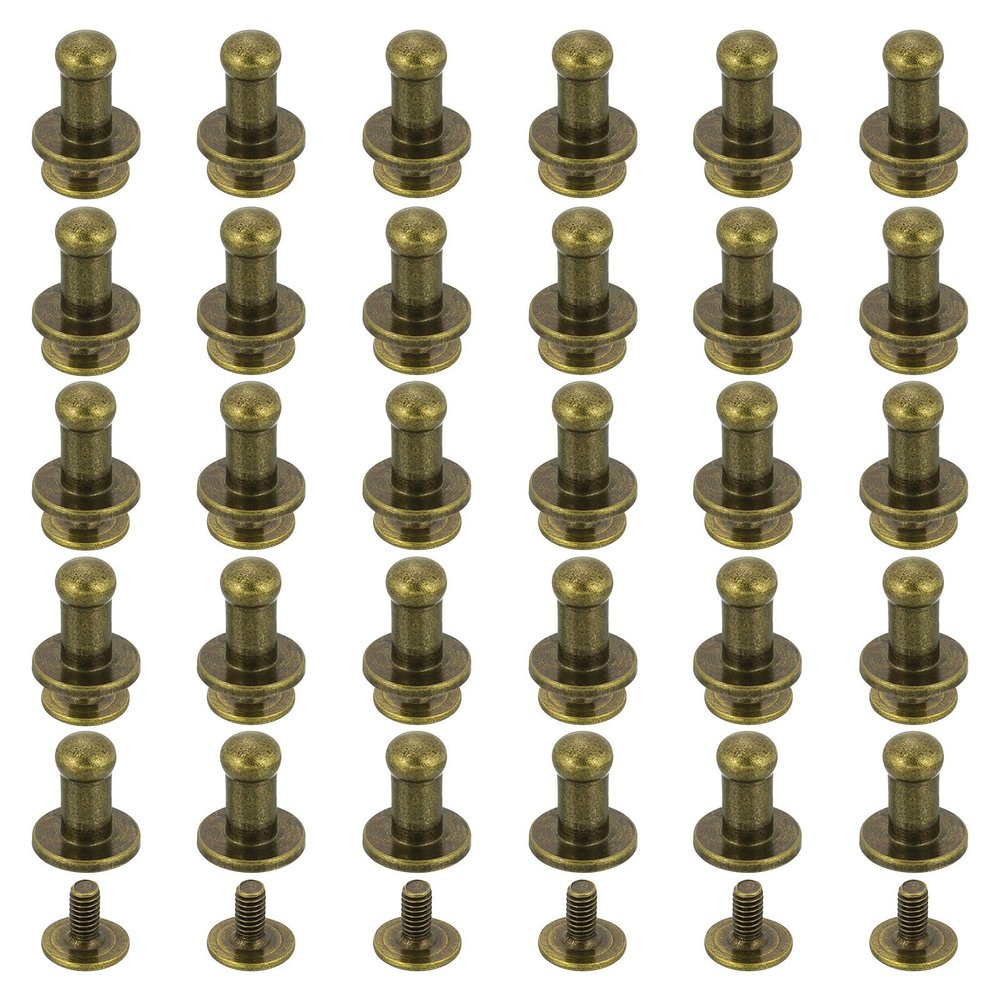 QUARKZMAN 30-Piece Leather Rivet Set, 4 mm Chicago Screws, Round-Head Screw Rivets, Bronze