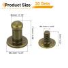 QUARKZMAN 30-Piece Leather Rivet Set, 4 mm Chicago Screws, Round-Head Screw Rivets, Bronze view 2