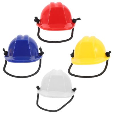 4-Pack Small Pet Helmets with Straps, Plastic Model Helmets