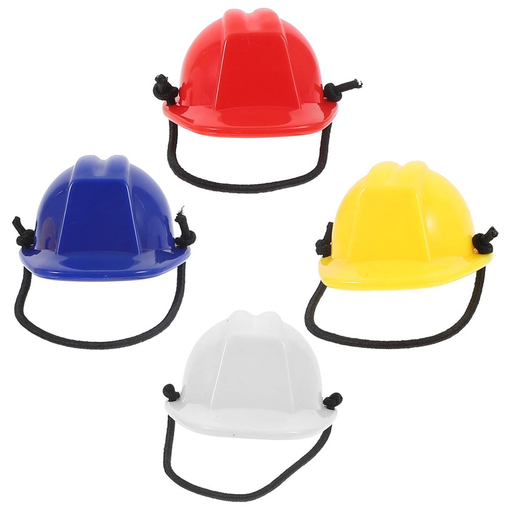 4-Pack Small Pet Helmets with Straps, Plastic Model Helmets