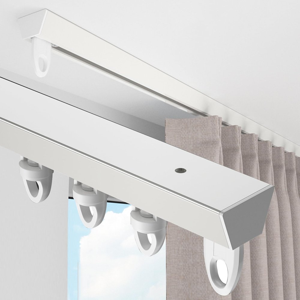 Ultrathin Curtain Track, 1.8 m, Quiet Aluminum Ceiling Track, White