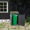 240L Wheelie Bin Storage Box with Plantable Roof, Lockable, Weatherproof, Wood-Look Metal view 2