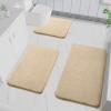 LUOJINYI 3-Piece Non-Slip Shaggy Microfiber Bath Mat Set, Camel view 1