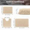 LUOJINYI 3-Piece Non-Slip Shaggy Microfiber Bath Mat Set, Camel view 2