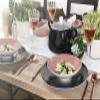 Seltmann Weiden Life Fashion Glamorous Black 12-Piece Dinnerware Set for 6, Porcelain, Black/White view 3