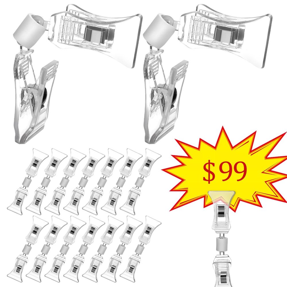 CIYODO 20-Pc. Double-Sided Clip-On Sign Holders, PS, Random Style