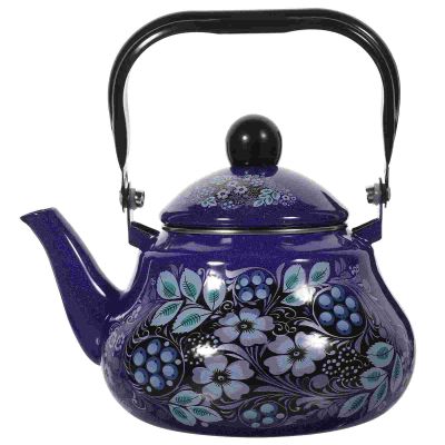 2 L Enamel Stovetop Tea Kettle with Blue Floral Design